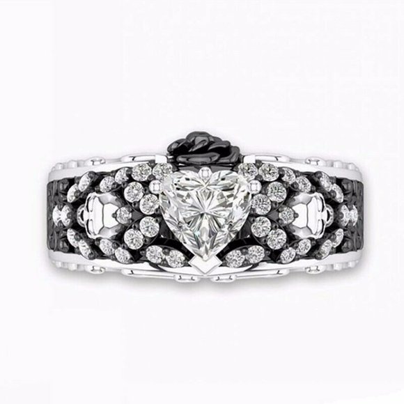 New Fashion  Heart 925 Silver  Sapphire Ring - Picture 3 of 5